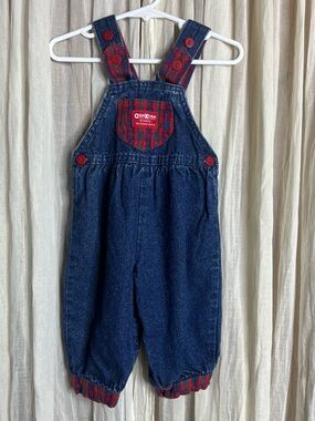 Vintage Osh Kosh B’gosh Denim & Plaid Overalls 12M